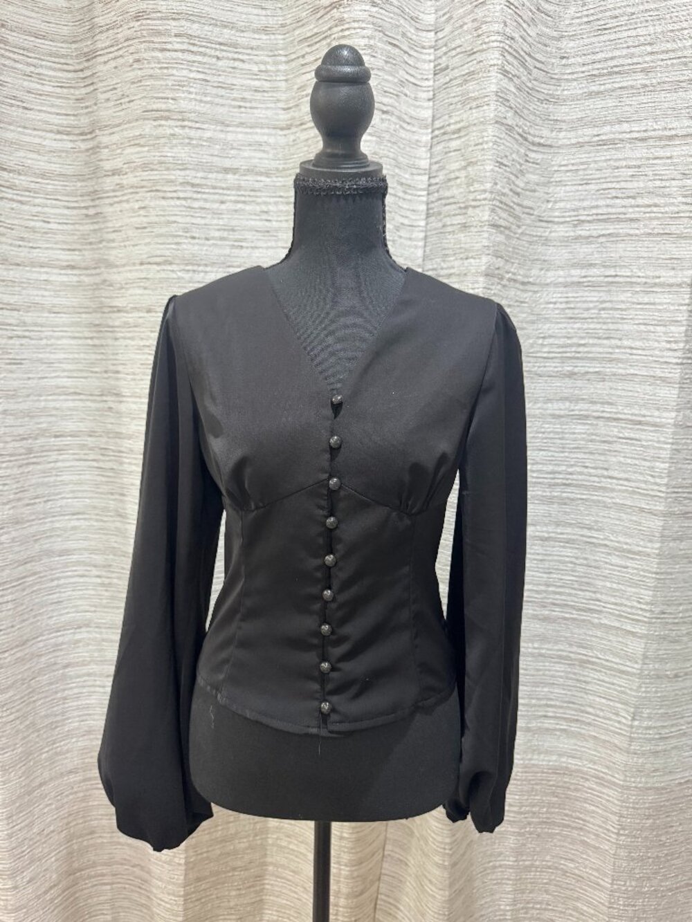 Shein Black Button Up Blouse Size Small